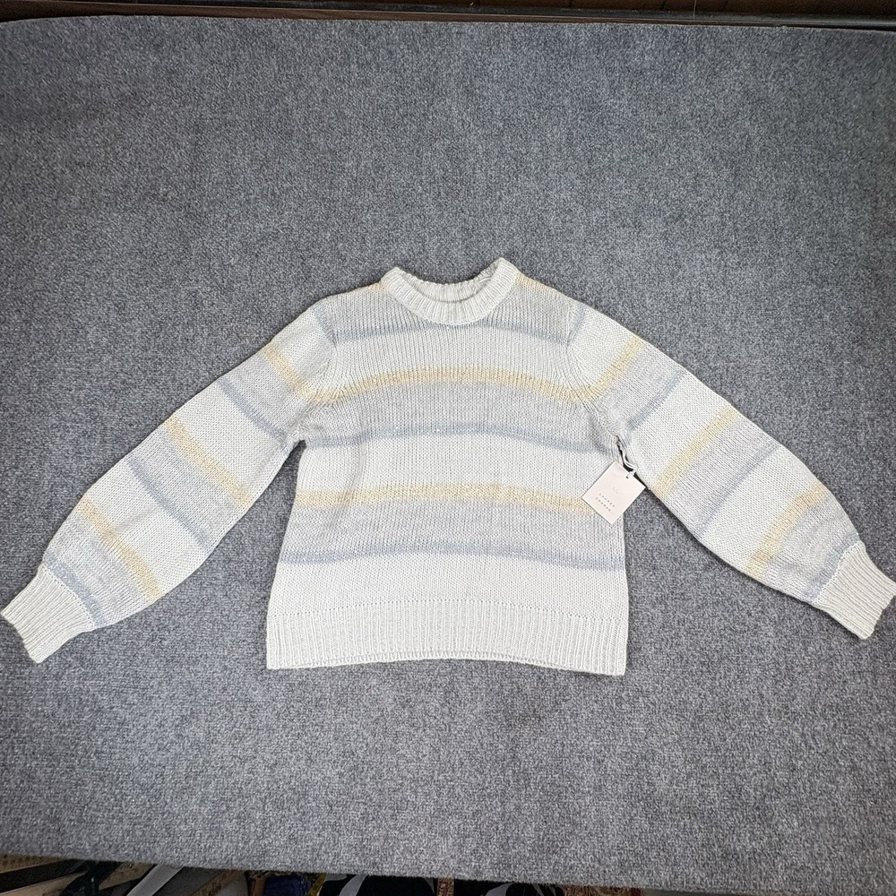Lauren Conrad Blouson Sweater Women M Multicolor Stripe Sequin Cozy Cottagecore